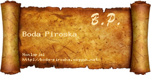 Boda Piroska névjegykártya